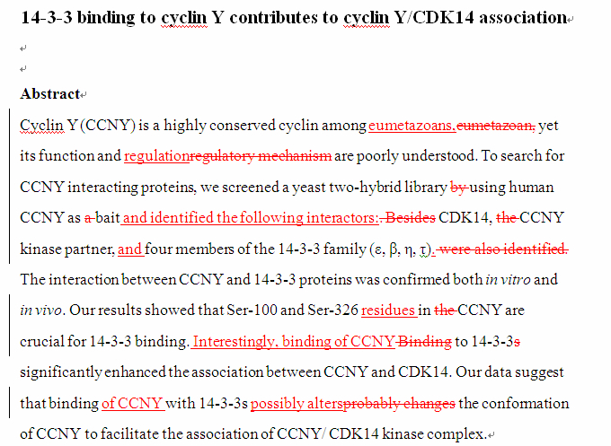 SCI论文英语润色Acta biochimica et biophysica Sinica（ IF 		1.807）发表案例