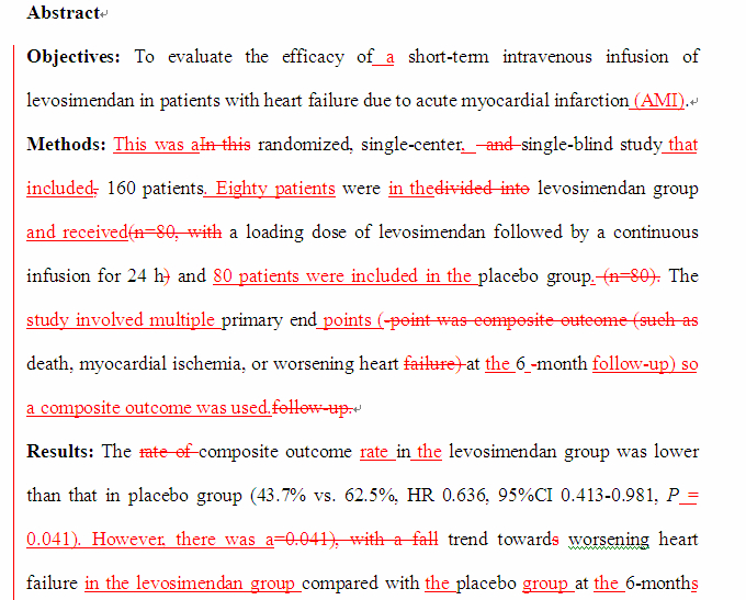 SCI论文英语润色Cardiology（ IF 		1.519）发表案例