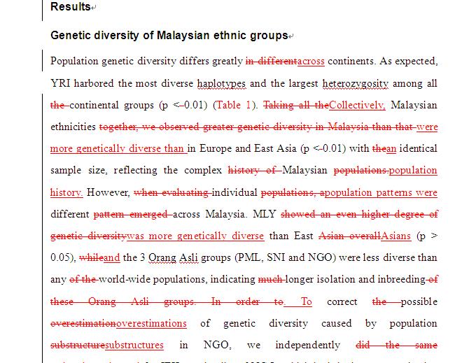 SCI论文英语润色范例，Human Genetics