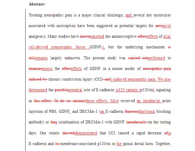 SCI论文英语润色范例，Journal of Molecular Neuroscience（ IF 2.757）发表案例